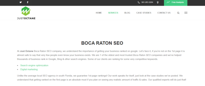 Justoctane SEO Company in Boca Raton